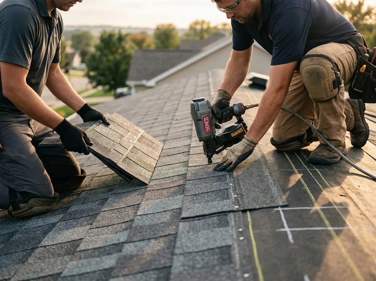 Professional roofer working on a residential roof in Bryans Road